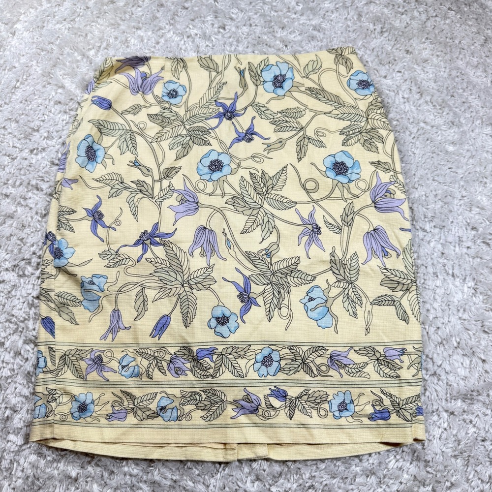 Ann Taylor LOFT Floral Print Skirt Womens 6P Petite Silk Blend Work cottagecore